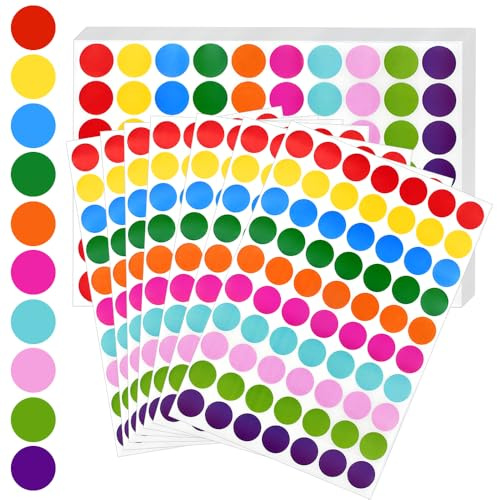SPEACOUR 3500 Stück Klebepunkte Bunt 20mm Farbige Punkt Runde Aufkleber Sticker Markierungspunkte 10 Farben Aufkleber Rund Punktaufkleber Klebeetiketten Bunte Etiketten für Kalender Büro Schule