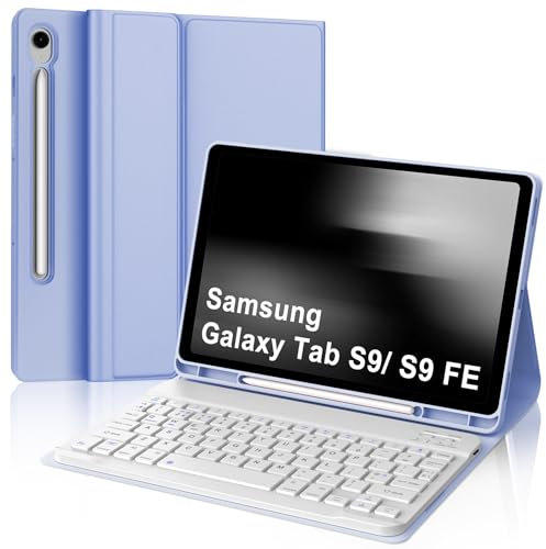 IVEOPPE Keyboard Case for Samsung Galaxy Tab S10 Lite/ S10FE/ S9FE, Case Keyboard for Samsung Galaxy Tab S10 FE 2025, Cover with Detachable Blutooth Keypad for S9 FE 10.9'' Tablet, Light Purple