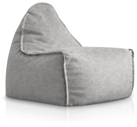 Aiire Relaxo XXL Sitzsack Erwachsene - Luxus Bean Bag Chair mit Füllung für Jungen und Kinder - Bodenkissen Grob, Chill Sessel für Kuschelecke – Gaming Sitzsäcke aus Kunstleder Grau