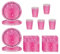 60 Pcs Hot Pink Party Tableware Set for Her,Girl,Women,Rose Red Paper Plates Paper Cups and Napkins,Sparkling Pink Paper Dinnerware Kit for Birthday Tableware,Wedding,Baby Shower Party Pink Tableware