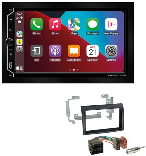 ESX VMX700DAB 2-DIN Autoradio kompatibel mit Wireless Apple CarPlay Android Auto Bluetooth DAB+ passend für FIAT Ducato ab 2006 schwarz gewölbte Kante