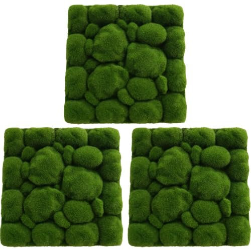 Vobumix Moosmatte, 3 Stück, Künstliches Moos, Wandpaneel, Simulation Von Grünem Moos, Steinschäume, Fliesenbrett, Künstliches Moos, Wand, Pflanzenunterlage, Wandhintergrunddekoration