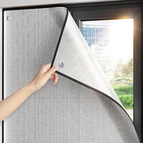 LLXNQ026 Isolierfolie Kälteschutz Thermovorhang Fensterfolie für Balkone,8 mm Sonnenblende Aluminiumfolie Sichtschutzfolie Mit Saugnäpfen,Silver Blendschutz-Isolierfolie (70x100cm)