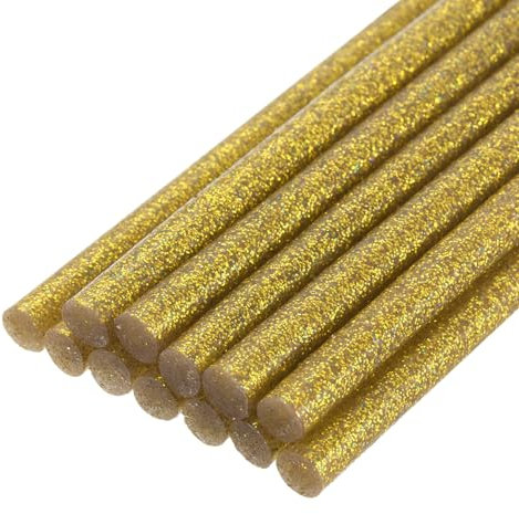 QUARKZMAN Mini Stick Colla a Caldo per Pistola Colla a Caldo 11mm x 100mm Oro Glitterato 12pz