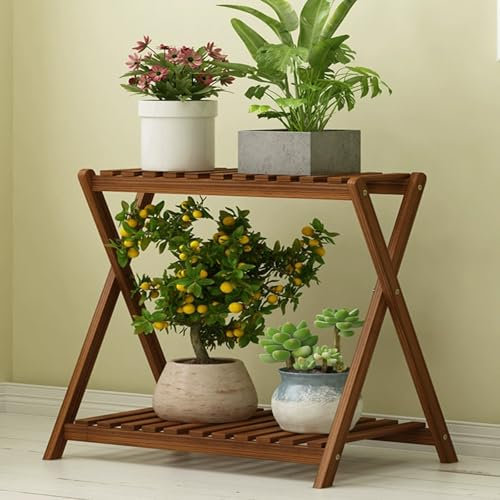 Estante Grande de Madera para Plantas al Aire Libre, Estante Alto para Plantas de Sala de Estar para macetas de Varias Plantas, Soporte Moderno para Plantas de decoración de Interiores.