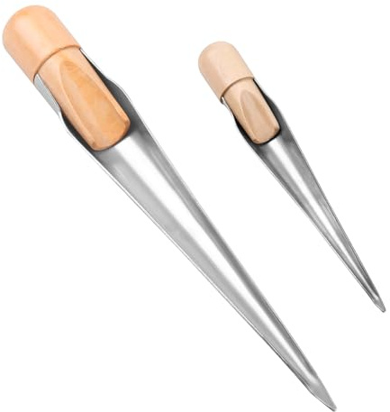 Tiardey 2PCS Marine Rope Splicing FID Stainless Steel Splicing Spike with Beechwood Handle Hollow Neat Tool for Yachts and Boats