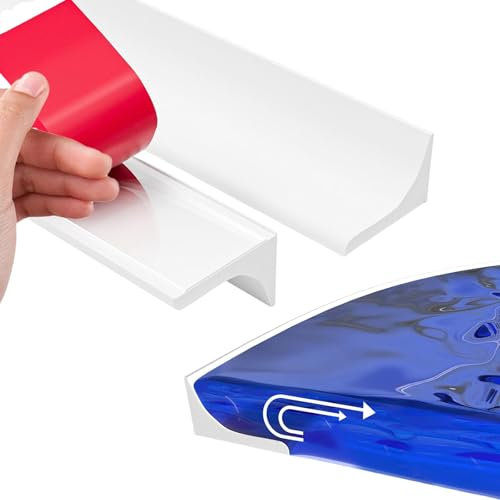 ChAusa 1M Wet Room Floor Barrier Self-Adhesive Shower Threshold Water Dam Shower Tray Seal Foldable Shower Water Barrier for Showers and Sinks Wet and Dry Stopper Tub Edge Decorative Water Dam (White)