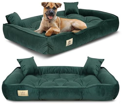 Un lit pour très Grands Chiens XXL 130x105 cm | Lit pour Chien Lavable, Ultra Doux | Canapé Chien Orthopedique | Moelleux et Douillet, Super Doux | Made in EU Vert