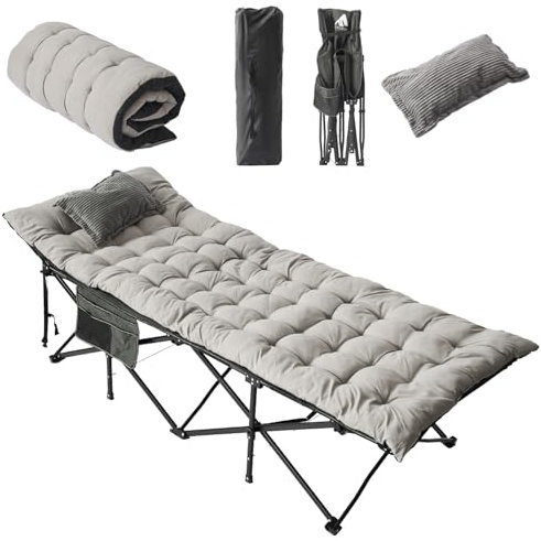 Flycoop Feldbett Klappbar mit Matratze und Kissen Campingbett 71cm/81cm Klappbett Camping Bett 204 kg Reisebett Erwachsene Gästebett für Garten Innen Outdoor Camping