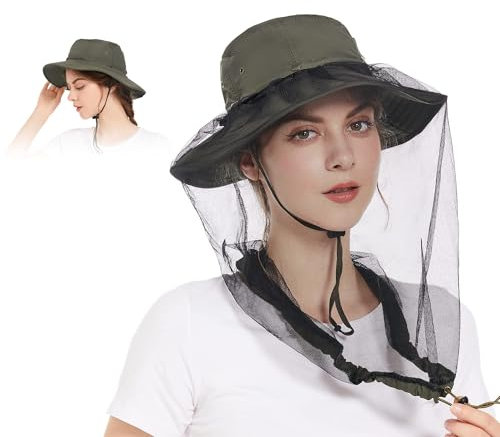 Moskitonetz Kopfschutz Hut - Damen Und Herren Moskito Hut, 100% Nylon + Polyester Netzgewebe, LSF 50+ Sonnenschutz