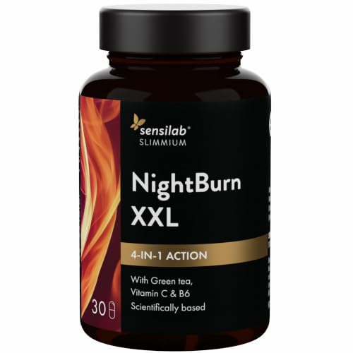 Sensilab Slimmium Nightburn XXL mit Premium-Grüntee 30 Kapseln für 30 Tage | Premium Entkoffeinierter Grüner Tee, Vitamin B6 und Vitamin C. Thermogenese. Nur 1 Kapsel pro Tag. Glutenfrei, Vegan