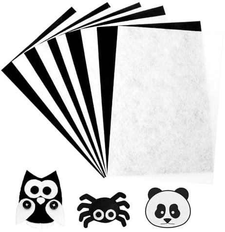ZMDMAH 10 Stück Steifer Filz 20x30 cm, 2 mm dicker Bastelfilz Schwarz & Weiß, Filzstoff für Nähen, DIY Basteln, Handarbeiten & Dekoration Erwachsene