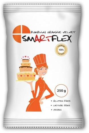 SmarFlex Sugar Paste Fondant, Pumpkin Orange Velvet, 250 g | Rollfondant zum Eindecken von Torten, Modellieren und Dekorieren, Extra Elastisch und Reißfest