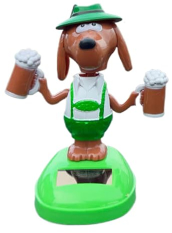 Solarbetriebene Tanzende Figuren, Auto Armaturenbrett Tänzerin Wackelköpfe | Dekoration Wackelhund Solarbetriebene Hund Mit Bier Auto Ornamente Innenraum-Deko Für PKW LKW