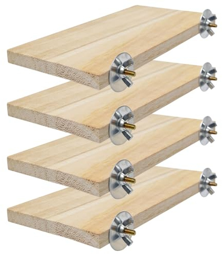 Sxutop 4 Stück Holz Plattform Kletterplattform Sitzbretter für Vögel | Plattform,Sitzbretter Vögel,Holzständer,Rechteckig Sprungbrett,Spielzeug Zubehör,für Kleine Tiere Chinchilla Hamster Papagei