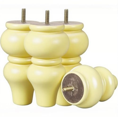Premium Solid Oak Furniture Sofa Legs, Set of 4 Heavy-Duty Replacement Legs for Furniture: Couch, Cabinet, Dresser, Chair | Round Wooden Legs with Mounting Plate, Screws & Anti-Slip Pads (15.3cm)