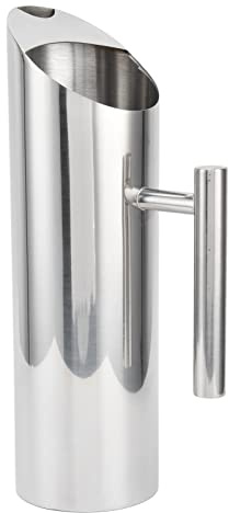 Jarra de agua de acero inoxidable de respicación respicable 304 alimento jarra de agua de metal con mango ergonómico grande 2 litro para té de café bebidas frías diseño resistente (Cuerpo recto 1,5