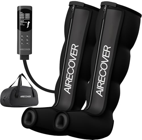 Pressothérapie Jambes – Bottes de Compression d’Air avec 4 Chambres à Air, 6 Modes, 9 Niveaux de Pression, 40 à 200 mmHg, Massage Compression pour Jambes Lourdes & Récupération (M : 170–182 cm)