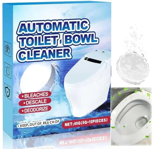 12PCS Powerful Toilet Bowl Cleaner Tablets | Heavy Duty Limescale & Stain Remover, Effortless Cleaning & Freshener for Toilet Bowls