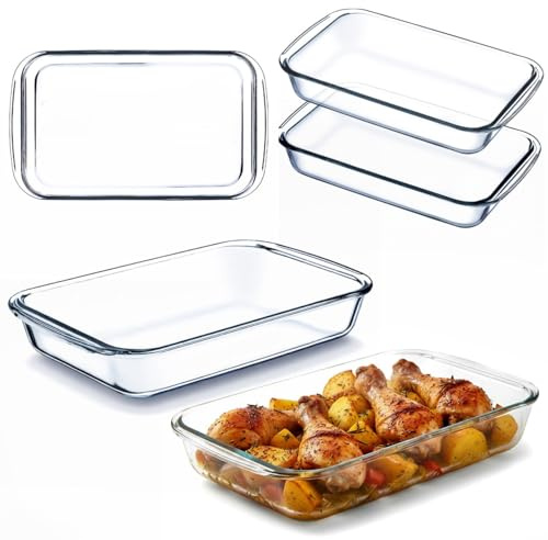 KADAX Glasauflaufform 2,2L, 2er Set, Auflaufform aus hitzebeständigem Glas, Ofenfeste Glasformen zum Backen, Kochen und Servieren, Spülmaschinen- & Mikrowellengeeignet