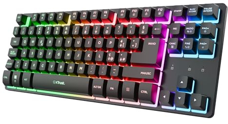 GXTrust Dothix Tastiera Gaming Wireless TKL 80% Italiano QWERTY, Nero | Design Compatto, RGB 2.4GHz, Batteria de 420 Ore, Ricaricabile, Retroilluminata LED, per PC Laptop
