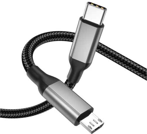 PEAKLIFT USB-C auf Micro-USB Ladekabel 1m, 2,4A Schnelllade-Datenkabel Kompatibel mit Samsung Galaxy S7, S6, J7, PS4 Controller, älteren Android-Geräten und Kindle - Schwarz