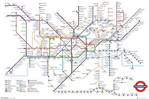 empireposter London - Transport - Underground Map - Poster Plakat Druck - Grösse 91,5x61 cm