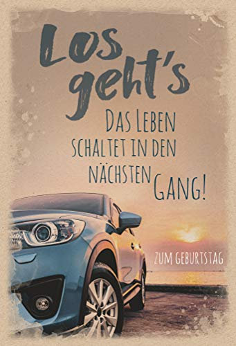 KE - Lustige Geburtstagskarte für Männer mit Spruch, DIN B6 Klappkarte, Inklusive Umschlag - Motiv: Auto