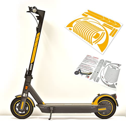 m2medien Aufkleber-Set/Sticker Set - 25-teilig auf 34x22cm Bogen geeignet für Segway Ninebot Max g30d E-Scooter (Gelb Reflektierend)