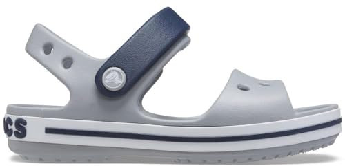 Crocs Sandales Crocband, sandales unisexes pour enfants, légères et bien ajustées, gris clair / bleu marine, taille 32-33 EU