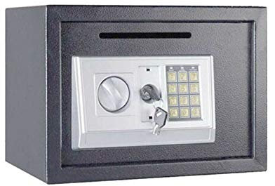 Tresor Wandtresor Möbeltresor mit Elektronikschloss Zahlenschloss und Schlüssel Mini Tresor mit Code Starker Haltbarer Stahl Safe 16L - Grau