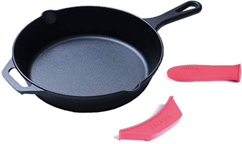 HomeVss Cast Iron， Pre Seasoned Skillet with Silicone Handle (12 inch)