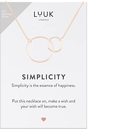 LUUK LIFESTYLE Filigrane Halskette aus 925 Sterling Silber mit Anhänger, Glücksbringer, Geschenk für Frauen und Mädchen, Damen Schmuck, Kette mit Kreise I Ringe, roségold