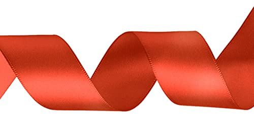 WedDecor Orange Ribbon for Gift Wrapping, 23mm x 25 Metres Double-Sided Satin Polyester Ribbon Roll for Wedding, Christmas, Hair Bow, Crafting, Sewing, Birthday Cake Decoration