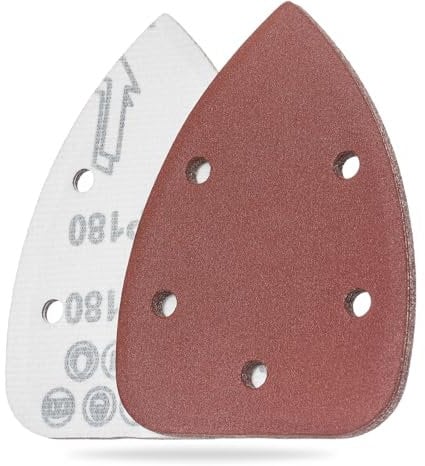 YoiYee 180 Grit Mouse Detail Sander Sanding Sheet, 5 Holes Sand Paper Pad, Hook and Loop Sandpaper, Ideal for Wood/Paint, 140 x 90mm, Pack of 10