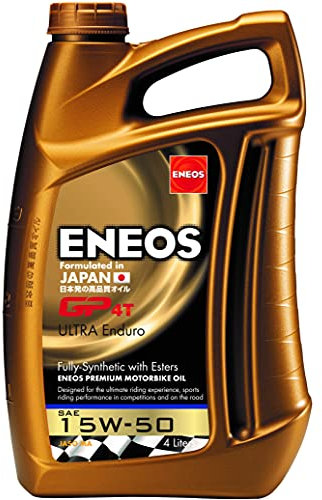 Eneos GP4T Ultra Enduro Olio motore per moto 15W-50 4T - Olio Estere Completamente Sintetico per Moto a 4 Tempi (4 Litri)