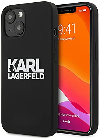 Karl Lagerfeld KLHCP13SSLKLRBK Hülle für iPhone 13 Mini 5,4 Silicone Stack Logo schwarz