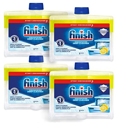 Finish Lemon Dishwasher Cleaner, Long-Lasting & Powerful Citrus Scent for Sparkling Clean Dishes 60's New Pack Of 4