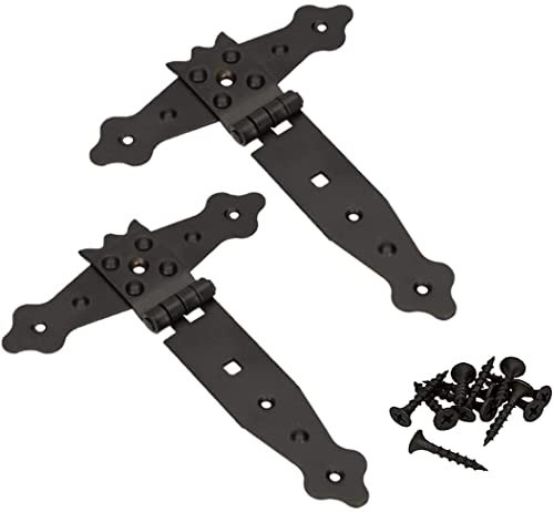 KOTARBAU® 2er Set Kreuzgehänge150 mm Ladenband Scharnier Band Platte Baubeschlag Torbeschlag Holzverbindung Werfgehänge T-Band T-Scharnier Pulverbeschichtet