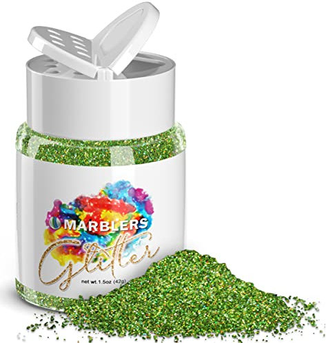 Marblers Holographischer Glitzer [Holo Apple Green] 42 g, fein, ungiftig, vegan, tierversuchsfrei, Gesicht, Körper, Lidschatten, Haare, F [Grün] Holo, Apfel, PU