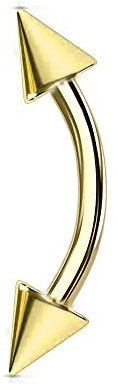 Jewel Barrel Banane Piercing Augenbrauen Schmuck Barbell Helix Daith Ohrringe Körperschmuck 16g (1,2 mm) 6 | 8 | 10 | 12mm Stablänge mit Chirurgenstahl mit Kegel Spitzen (Gold, 8)