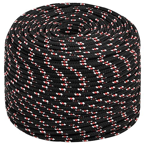 vidaXL Cuerda de Barco Polipropileno Negra 8 mm 50 m