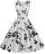 Robe Vintage Femme Années 40 50 60 Pin up Robe de Soirée Cocktail Cérémonie Style Rockabilly Swing Plissé Col V sans Manche A-Line Taille Haute Ete (Blanc,XL)