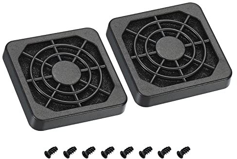 PATIKIL 40mm Cooling Fan Filter with Screw, 2 Pack ABS Ventilator Grill Protector Guard for Fan Protective Cover DIY, Black