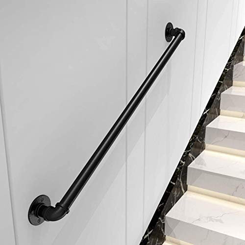 Treppengeländer, Industrie-Treppenhandlauf-Komplettset, Eisen-Wasserrohr-Design, Treppen-Treppen-Handlauf, Geländer-Schienenhalterung, Wandmontage mit Schrauben, einfache Installation/Farbe/