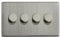 LED Dimmer Switch 4 Gang Brushed Chrome 500w x 4 Screwless Plate Gloss Finish N358-DME