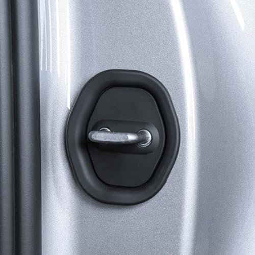 4 StüCk Auto TüRschloss Abdeckung für Skoda Yeti Superb Octavia Fabia Karoq Kamiq Kodiaq, Edelstahl Korrosionsschutz Dekoration Schutzabdeckung,A/Black2