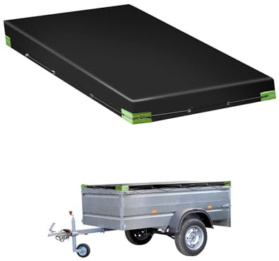 QWORK® Bâche Remorque avec Corde Bâche - 258x135x8CM - Matériau PVC 420D Renforcé - pour Remorques de Voitures de 500KG - 750KG, Noir