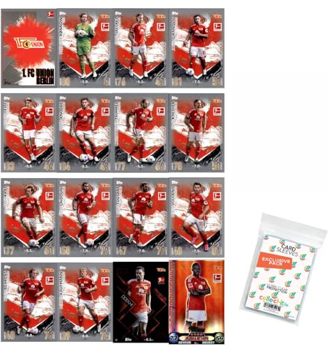 Bundle mit Topps Match Attax Bundesliga - 2023/24 - Mannschaftspaket - 1. FC Union Berlin + Exklusive Collect-it Hüllen