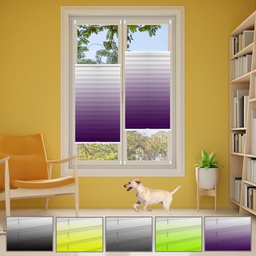 Plisseerollo, Plissees Klemmfix 45 x 70 cm Doppelplissee Klemmfix, Faltrollos, Plisseerollos Faltrollo Klemmfix - Sonnen- und Sichtschutz für Fenster & Tür, Lila